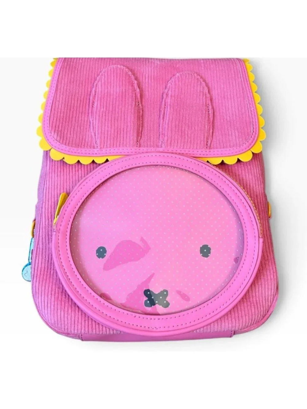 Whatever Makes You Happy Miffy Corduroy & Faux Leather Pin Trading Backpack NWT